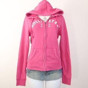 y2k hollister pink zip up hoodie mcbling bimbo aesthetic size L
